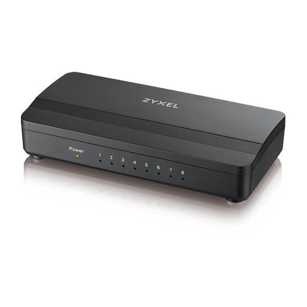 Коммутатор на 8 портов ZyXEL GS-108S v2 (GS-108SV2-EU0101F) в пластиковом корпусе