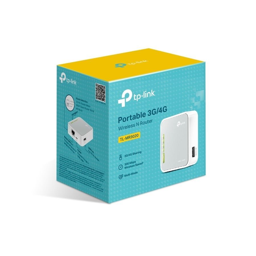 Маршрутизатор TP-LINK TL-MR3020 N300, 1xFE LAN/WAN, 1xUSB2.0 for 3G/4G/LTE