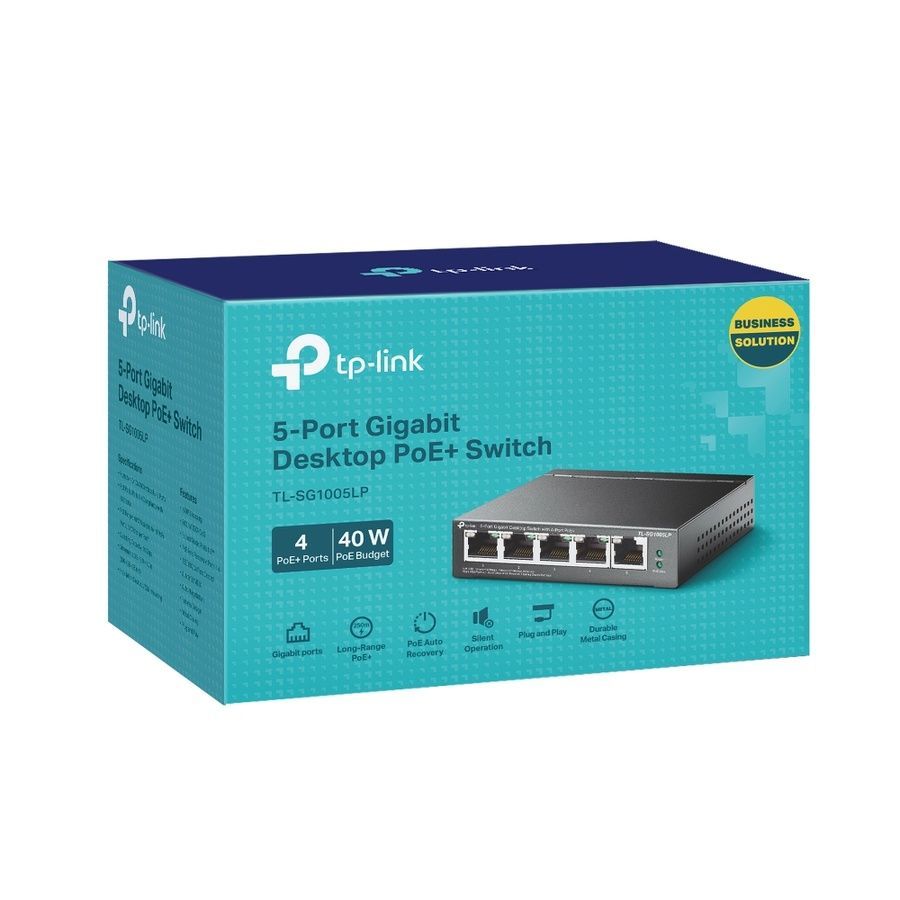 Комутатор TP-LINK TL-SG1005LP 5xGE/4xPoE+ 40W некерований 250м