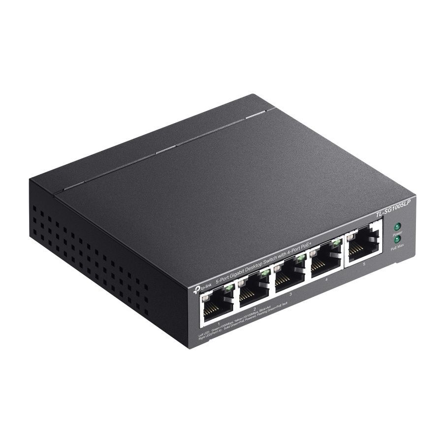 Комутатор TP-LINK TL-SG1005LP 5xGE/4xPoE+ 40W некерований 250м