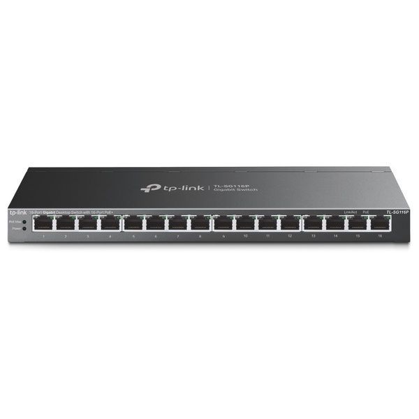 Коммутатор TP-LINK TL-SG116P 16xGE/PoE+ 120W неуправляемый