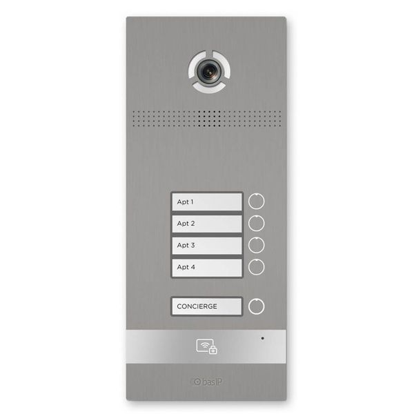 IP вызывная панель на 4 абонента Bas-IP BI-04 silver с распознанием лиц и считывателем UKEY для IP-домофонов