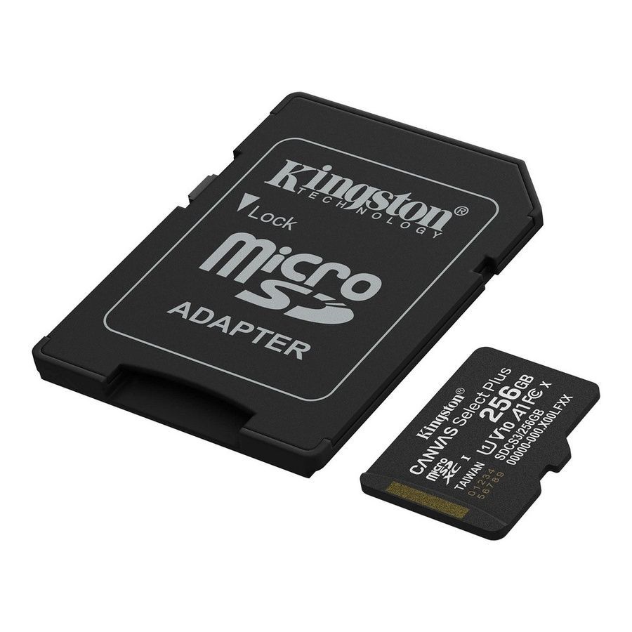 Карта памяти microSDXC Kingston 256Gb Canvas Select Plus Gen3 class 10 А1 UHS-I + SD-адаптер (SDCS3/256GB)