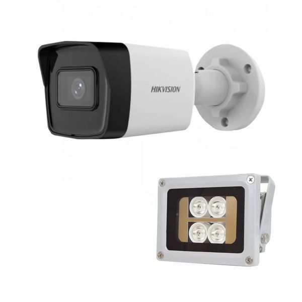 Комплект: IP-видеокамера 2 Мп Hikvision DS-2CD1023G2-IUF (2.8 мм) с встроенным микрофоном + ИК-прожектор Lightwell LW4-40IR60-12