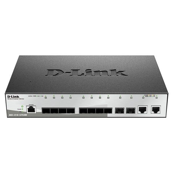 Коммутатор D-Link DGS-1210-12TS/ME 10xSFP(1G), 2x1GE управляемый
