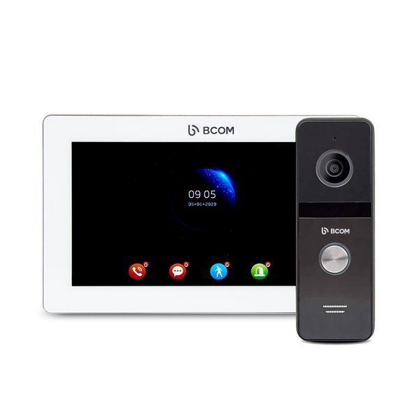 Комплект відеодомофона BCOM BD-770FHD White + BCOM BT-400FHD Black