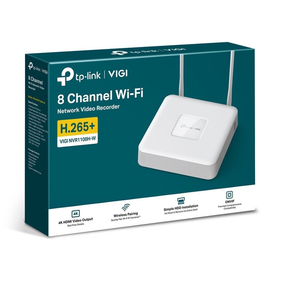 IP-відеореєстратор 8-канальний TP-Link VIGI NVR1108H-W з Wi-Fi для систем відеоспостереження