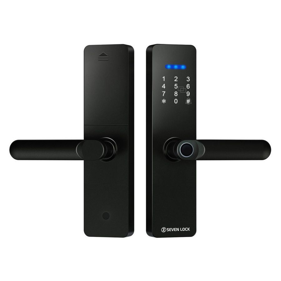Розумний дверний біометричний замок SEVEN LOCK SL-7740BF black (врізна частина 5050)