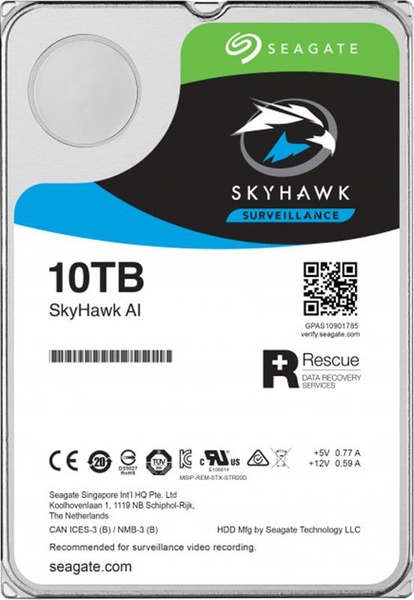 Жорсткий диск 10TB Seagate SkyHawk AI ST10000VE0008 для відеоспостереження