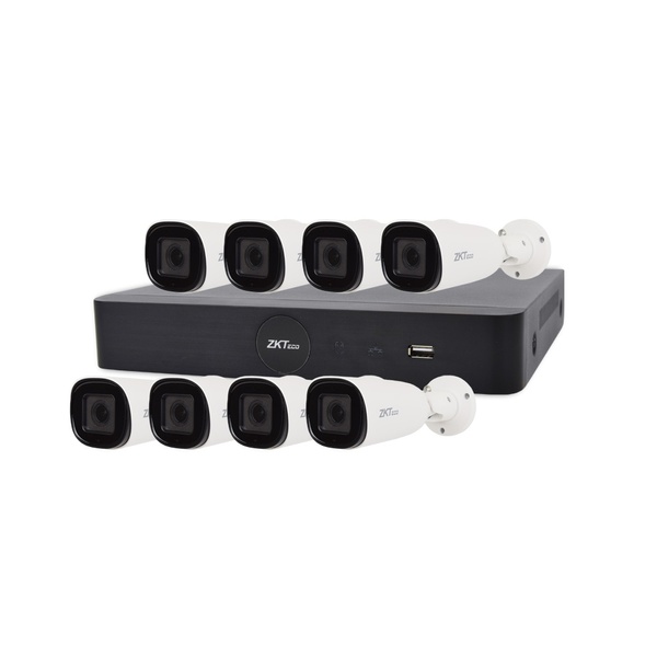IP комплект видеонаблюдения с 8 камерами ZKTeco KIT-8508NER-8P/8-BL-852O38S